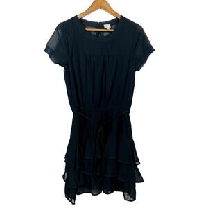 Converse Ruffled Cap Sleeve Tiered Mini Dress Casual Mesh Y2K Gauzy Cute - M